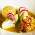rulos de rodaballo en aji amarillo